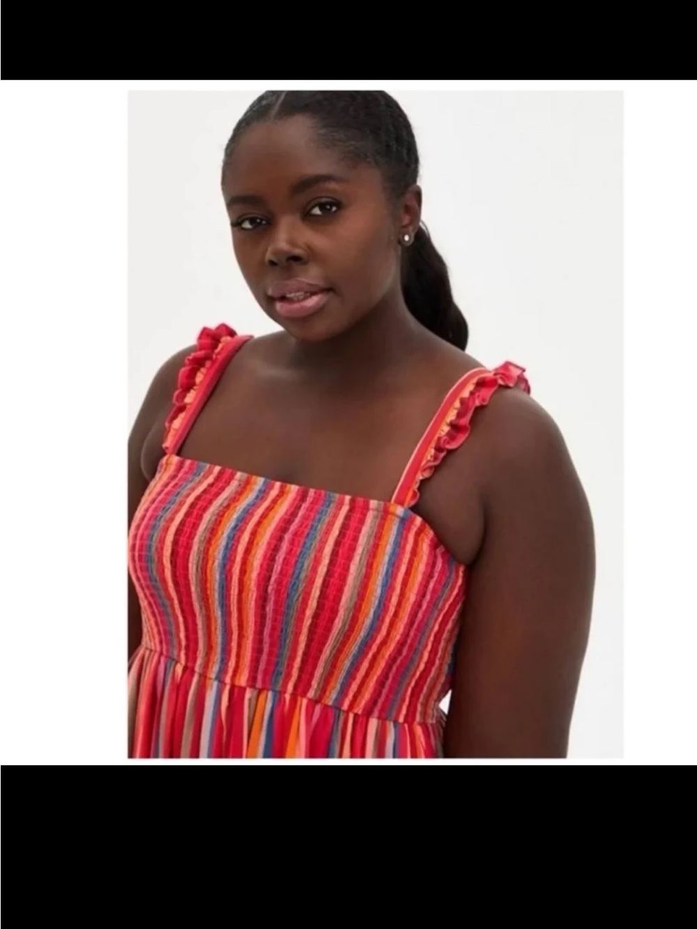 Torrid Midi Chaillis Smocked Tiered Dress in Striped Midi Dress size 0 or Large - Picture 6 of 12